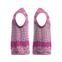 Hawaiian Hibiscus Honu Christmas Knitted V-Neck Vest Pink Mele Kalikimaka Palaka Spirit - Polynesian Pride