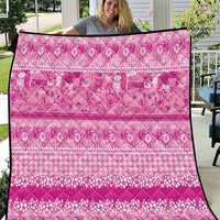 Hawaiian Hibiscus Honu Quilt Pink Mele Kalikimaka Palaka Spirit - Polynesian Pride