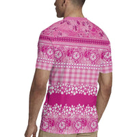 Hawaiian Hibiscus Honu Rugby Jersey Pink Mele Kalikimaka Palaka Spirit LT9 - Polynesian Pride