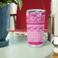 Hawaiian Hibiscus Honu Tumbler Cup Pink Mele Kalikimaka Palaka Spirit - Polynesian Pride