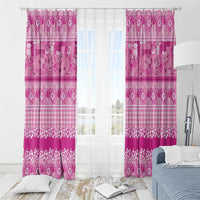Hawaiian Hibiscus Honu Window Curtain Pink Mele Kalikimaka Palaka Spirit - Polynesian Pride