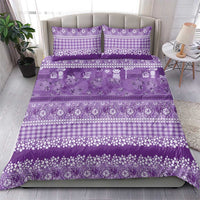 Hawaiian Hibiscus Honu Bedding Set Purple Mele Kalikimaka Palaka Spirit - Polynesian Pride