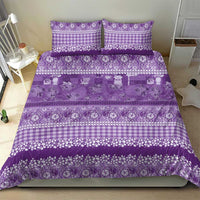 Hawaiian Hibiscus Honu Bedding Set Purple Mele Kalikimaka Palaka Spirit - Polynesian Pride