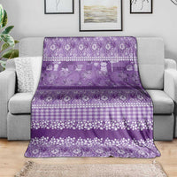 Hawaiian Hibiscus Honu Blanket Purple Mele Kalikimaka Palaka Spirit - Polynesian Pride
