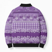 Hawaiian Hibiscus Honu Bomber Puffer Jacket Purple Mele Kalikimaka Palaka Spirit - Polynesian Pride
