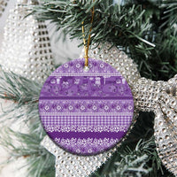 Hawaiian Hibiscus Honu Ceramic Ornament Purple Mele Kalikimaka Palaka Spirit - Polynesian Pride