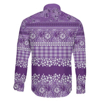 Hawaiian Hibiscus Honu Family Matching Off The Shoulder Long Sleeve Dress and Hawaiian Shirt Purple Mele Kalikimaka Palaka Spirit - Polynesian Pride
