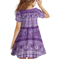 Hawaiian Hibiscus Honu Family Matching Off Shoulder Maxi Dress and Hawaiian Shirt Purple Mele Kalikimaka Palaka Spirit - Polynesian Pride