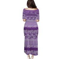 Hawaiian Hibiscus Honu Family Matching Puletasi and Hawaiian Shirt Purple Mele Kalikimaka Palaka Spirit - Polynesian Pride