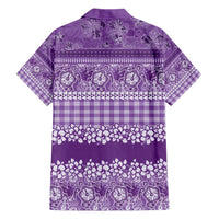 Hawaiian Hibiscus Honu Family Matching Short Sleeve Bodycon Dress and Hawaiian Shirt Purple Mele Kalikimaka Palaka Spirit - Polynesian Pride