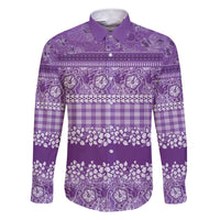 Hawaiian Hibiscus Honu Family Matching Short Sleeve Bodycon Dress and Hawaiian Shirt Purple Mele Kalikimaka Palaka Spirit - Polynesian Pride