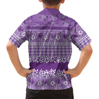 Hawaiian Hibiscus Honu Family Matching Tank Maxi Dress and Hawaiian Shirt Purple Mele Kalikimaka Palaka Spirit - Polynesian Pride