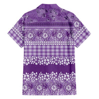 Hawaiian Hibiscus Honu Family Matching Tank Maxi Dress and Hawaiian Shirt Purple Mele Kalikimaka Palaka Spirit - Polynesian Pride