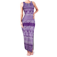 Hawaiian Hibiscus Honu Family Matching Tank Maxi Dress and Hawaiian Shirt Purple Mele Kalikimaka Palaka Spirit - Polynesian Pride