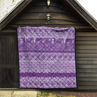 Hawaiian Hibiscus Honu Quilt Purple Mele Kalikimaka Palaka Spirit - Polynesian Pride