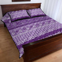 Hawaiian Hibiscus Honu Quilt Bed Set Purple Mele Kalikimaka Palaka Spirit - Polynesian Pride