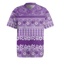 Hawaiian Hibiscus Honu Rugby Jersey Purple Mele Kalikimaka Palaka Spirit LT9 Purple - Polynesian Pride