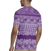 Hawaiian Hibiscus Honu Rugby Jersey Purple Mele Kalikimaka Palaka Spirit LT9 - Polynesian Pride
