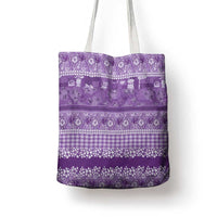 Hawaiian Hibiscus Honu Tote Bag Purple Mele Kalikimaka Palaka Spirit - Polynesian Pride
