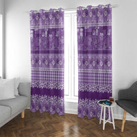 Hawaiian Hibiscus Honu Window Curtain Purple Mele Kalikimaka Palaka Spirit - Polynesian Pride