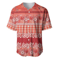 Hawaiian Hibiscus Honu Baseball Jersey Red Mele Kalikimaka Palaka Spirit LT9 Red - Polynesian Pride