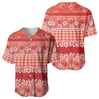 Hawaiian Hibiscus Honu Baseball Jersey Red Mele Kalikimaka Palaka Spirit LT9 - Polynesian Pride