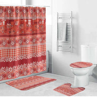 Hawaiian Hibiscus Honu Bathroom Set Red Mele Kalikimaka Palaka Spirit - Polynesian Pride