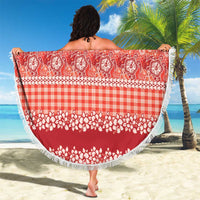 Hawaiian Hibiscus Honu Beach Blanket Red Mele Kalikimaka Palaka Spirit - Polynesian Pride