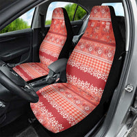 Hawaiian Hibiscus Honu Car Seat Cover Red Mele Kalikimaka Palaka Spirit - Polynesian Pride