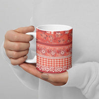 Hawaiian Hibiscus Honu Ceramic Mug Red Mele Kalikimaka Palaka Spirit - Polynesian Pride