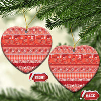 Hawaiian Hibiscus Honu Ceramic Ornament Red Mele Kalikimaka Palaka Spirit - Polynesian Pride