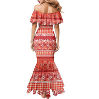 Hawaiian Hibiscus Honu Family Matching Mermaid Dress and Hawaiian Shirt Red Mele Kalikimaka Palaka Spirit - Polynesian Pride