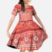 Hawaiian Hibiscus Honu Family Matching Off The Shoulder Long Sleeve Dress and Hawaiian Shirt Red Mele Kalikimaka Palaka Spirit - Polynesian Pride