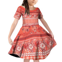 Hawaiian Hibiscus Honu Family Matching Off Shoulder Short Dress and Hawaiian Shirt Red Mele Kalikimaka Palaka Spirit - Polynesian Pride