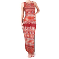 Hawaiian Hibiscus Honu Family Matching Tank Maxi Dress and Hawaiian Shirt Red Mele Kalikimaka Palaka Spirit - Polynesian Pride