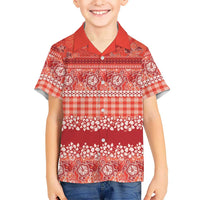 Hawaiian Hibiscus Honu Family Matching Tank Maxi Dress and Hawaiian Shirt Red Mele Kalikimaka Palaka Spirit - Polynesian Pride