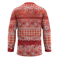 Hawaiian Hibiscus Honu Hockey Jersey Red Mele Kalikimaka Palaka Spirit LT9 - Polynesian Pride