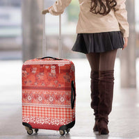 Hawaiian Hibiscus Honu Luggage Cover Red Mele Kalikimaka Palaka Spirit - Polynesian Pride