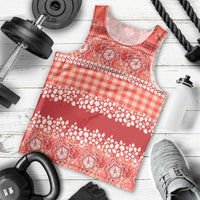 Hawaiian Hibiscus Honu Men Tank Top Red Mele Kalikimaka Palaka Spirit - Polynesian Pride