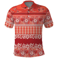 Hawaiian Hibiscus Honu Polo Shirt Red Mele Kalikimaka Palaka Spirit LT9 Red - Polynesian Pride