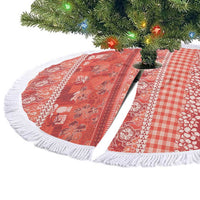 Hawaiian Hibiscus Honu Tree Skirt Red Mele Kalikimaka Palaka Spirit - Polynesian Pride