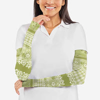 Hawaiian Hibiscus Honu Arm Sleeves Sage Green Mele Kalikimaka Palaka Spirit - Polynesian Pride