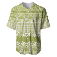 Hawaiian Hibiscus Honu Baseball Jersey Sage Green Mele Kalikimaka Palaka Spirit LT9 Sage Green - Polynesian Pride