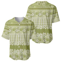 Hawaiian Hibiscus Honu Baseball Jersey Sage Green Mele Kalikimaka Palaka Spirit LT9 - Polynesian Pride