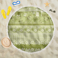 Hawaiian Hibiscus Honu Beach Blanket Sage Green Mele Kalikimaka Palaka Spirit - Polynesian Pride