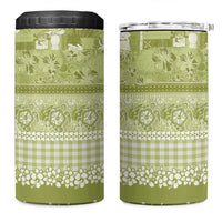 Hawaiian Hibiscus Honu 4 in 1 Can Cooler Tumbler Sage Green Mele Kalikimaka Palaka Spirit - Polynesian Pride