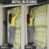 Hawaiian Hibiscus Honu Door Cover Sage Green Mele Kalikimaka Palaka Spirit - Polynesian Pride