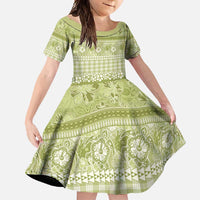 Hawaiian Hibiscus Honu Family Matching Mermaid Dress and Hawaiian Shirt Sage Green Mele Kalikimaka Palaka Spirit - Polynesian Pride