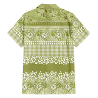 Hawaiian Hibiscus Honu Family Matching Off Shoulder Short Dress and Hawaiian Shirt Sage Green Mele Kalikimaka Palaka Spirit - Polynesian Pride