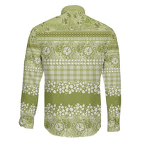 Hawaiian Hibiscus Honu Family Matching Off Shoulder Short Dress and Hawaiian Shirt Sage Green Mele Kalikimaka Palaka Spirit - Polynesian Pride